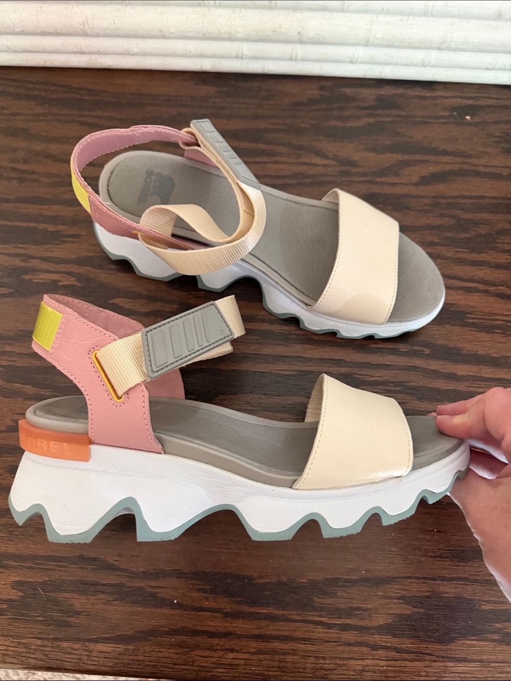 Sorel Cream and Pink Slingback Platform Sandals - Picture 4 of 7